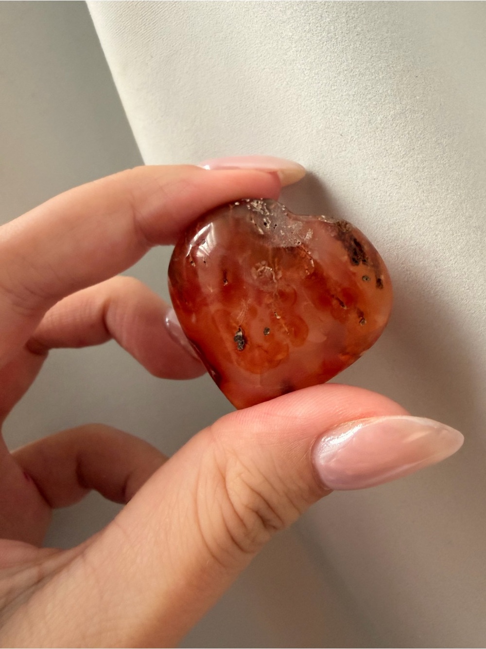 Carnelian Heart Gemstone Charm - Polished Orange